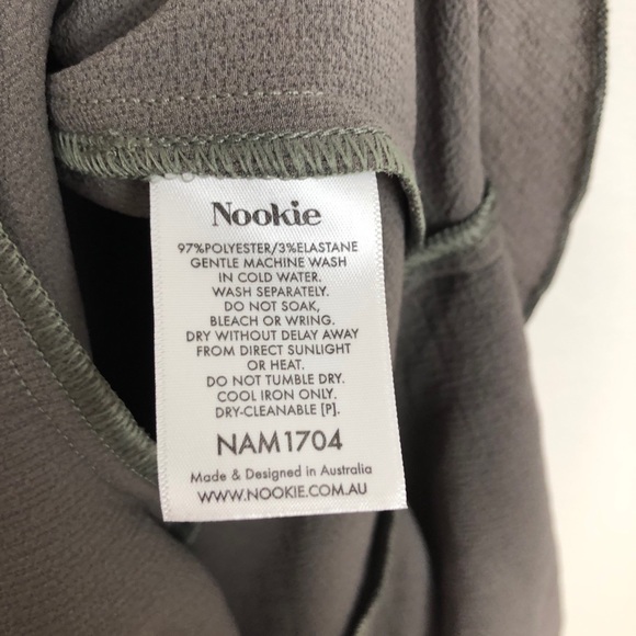 Nookie Mykonos Off the Shoulder Frill Mini Dress Khaki Olive Green Size XS - Picture 9 of 10